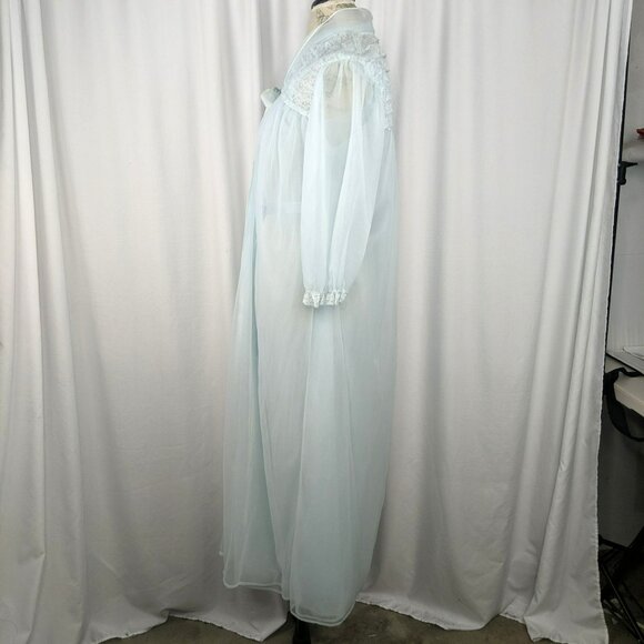 Vintage Henson Robe X Small Blue Chiffon Old Hollywood - Picture 6 of 8
